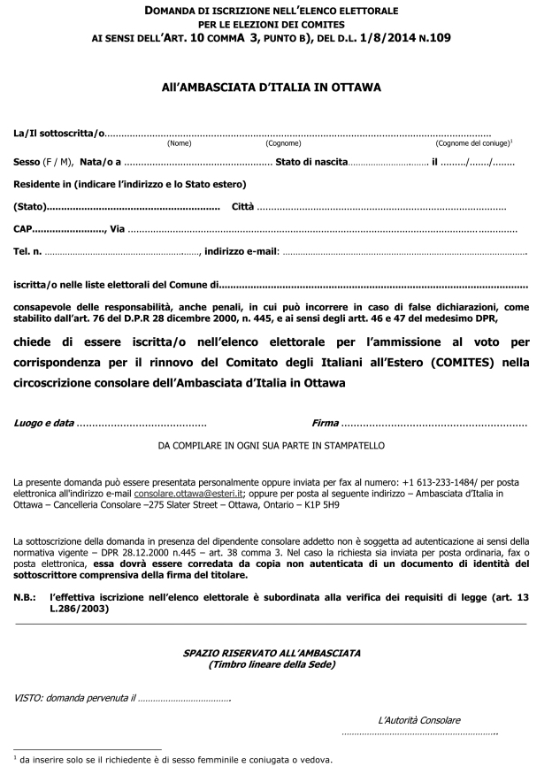 Elettori temporaneamente residenti all’estero